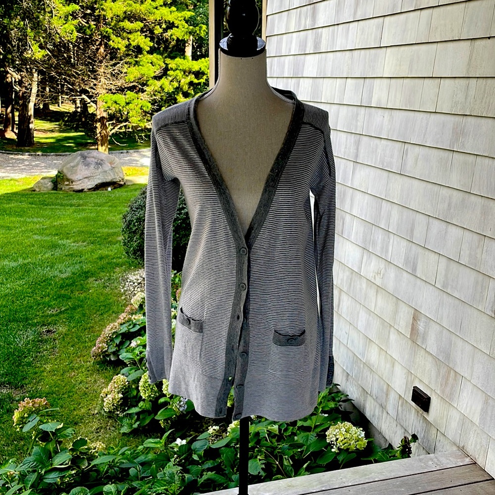 Banana Republic thin stripe cardigan.